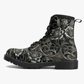 Black and Silver Filligree Roses Gothic Boots - (JPREGAISF)